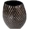 24" Black Mother of Pearl Handmade Geometric Mosaic Inspired Thin Vase